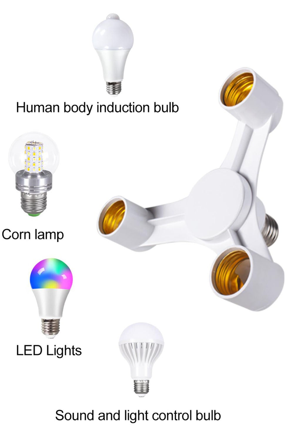 Adaptador Soquete E27 para Lâmpadas LED E27 - 2 em 1