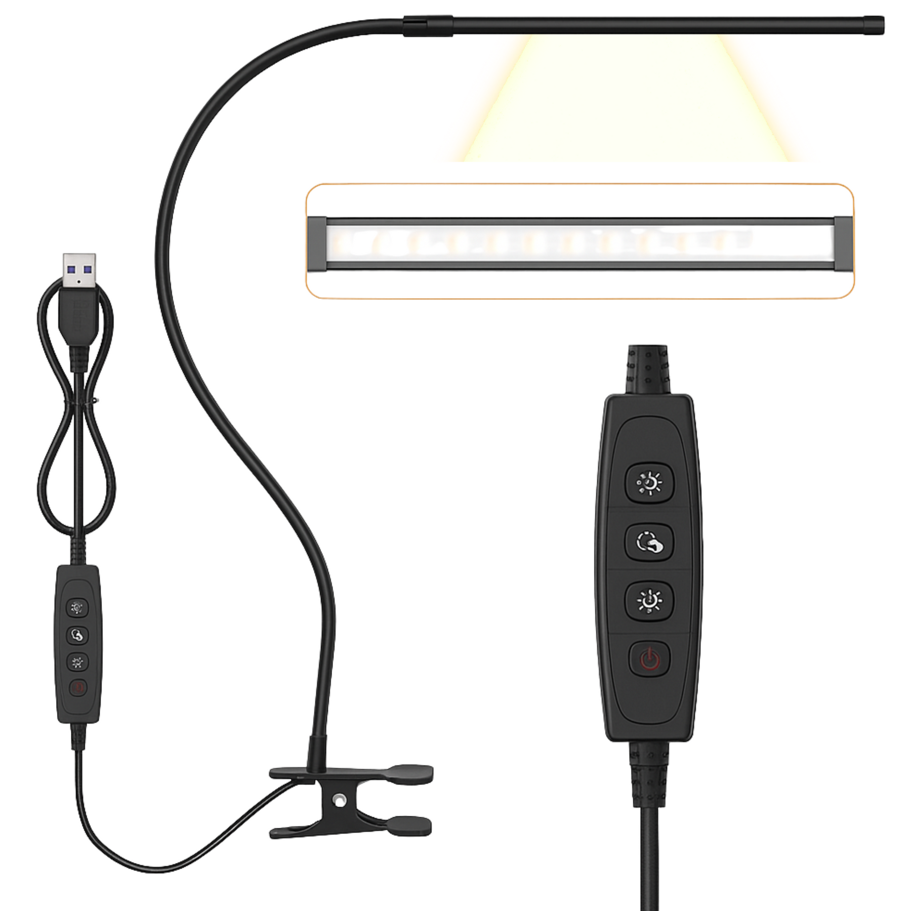 Luminária de Mesa LED 10W com Proteção Ocular e Clipe Regulável