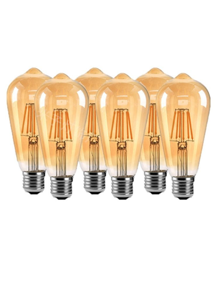 Kit 6 Lâmpadas LED Vintage ST64 Filamento Dourado 2W a 8W E27 B22 Regulávei