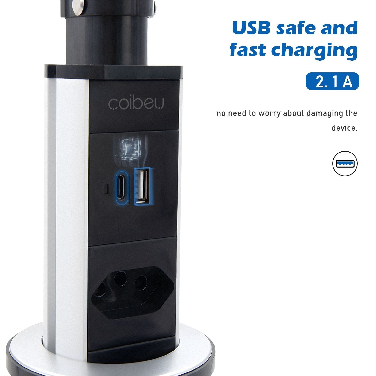 Régua de Tomadas com Extensão e Portas USB - 2M 110-220V Multiplos Padrões