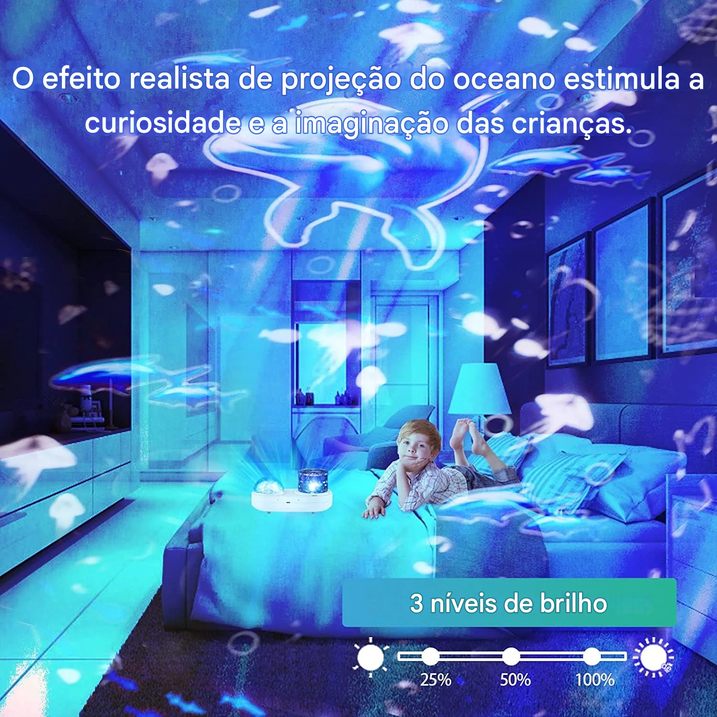 Projetor Estelar e Oceânico 6 Cores e 12 Projeções Imersivas