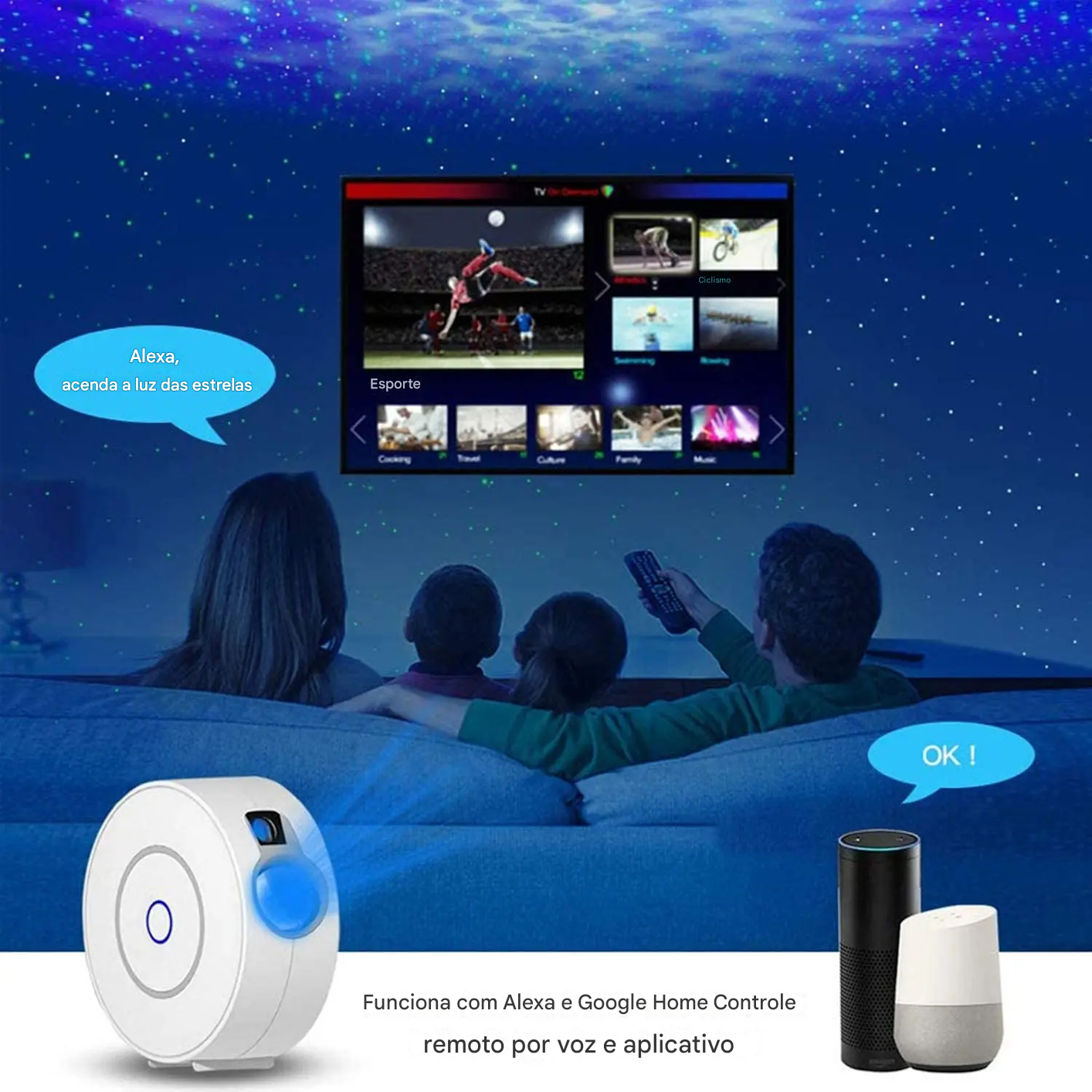Projetor Estrelado Wi-Fi com Controle por App e Alexa
