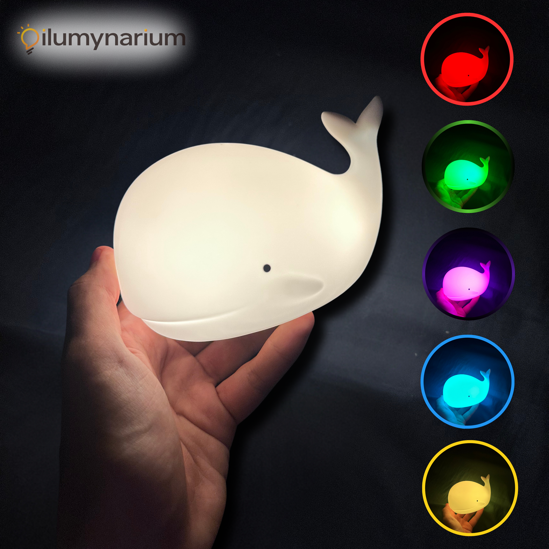 Luminária Baleia Touch de Silicone Com Alternação de Luz ao Toque