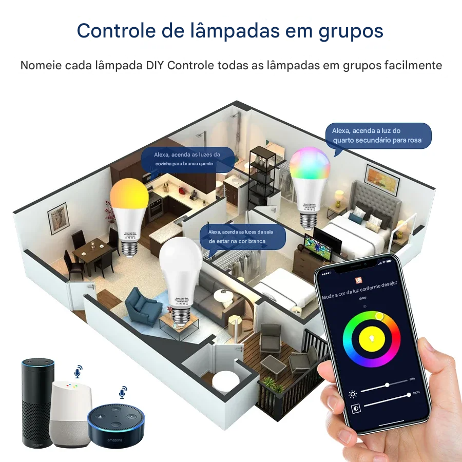 Lâmpadas LED RGB Tuya Smart WiFi