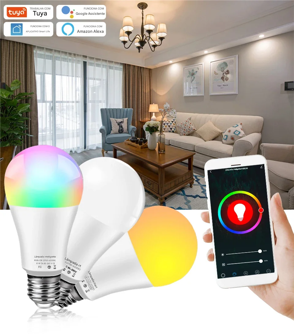 Lâmpadas LED RGB Tuya Smart WiFi