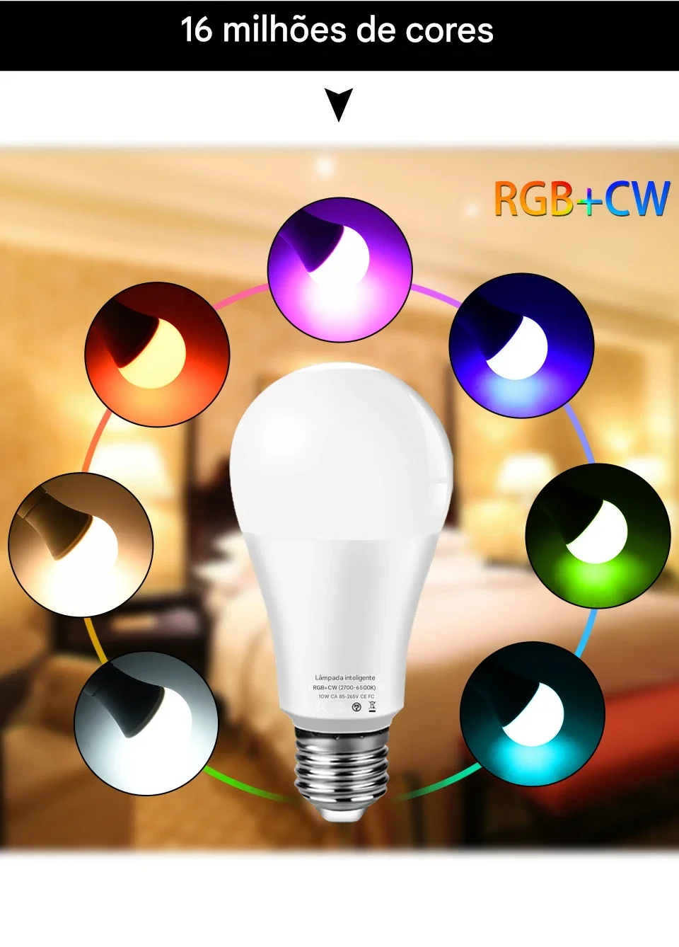 Lâmpadas LED RGB Tuya Smart WiFi