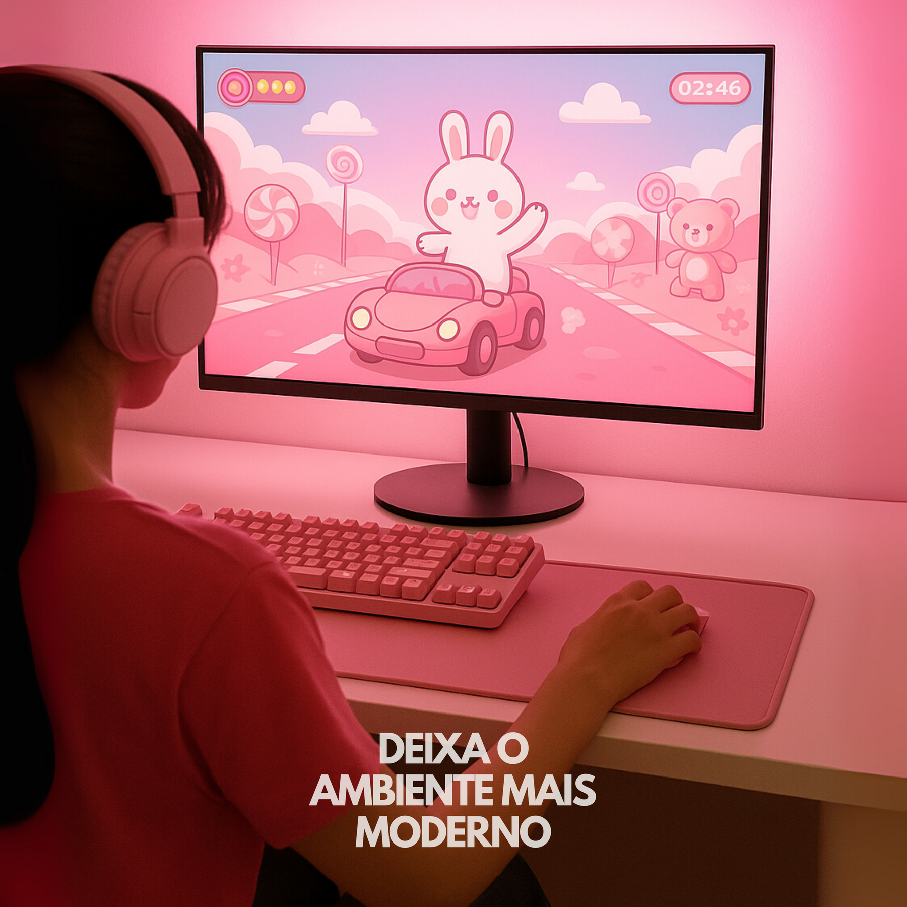 Faixa de Luz LED RGB para Monitor com Sincronização de Cores e Atmosfera Imersiva
