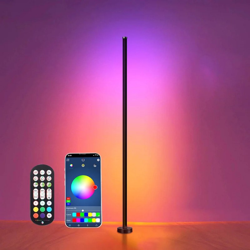 Luminária de Chão LED RGB com Controle Remoto e Sincronização por App