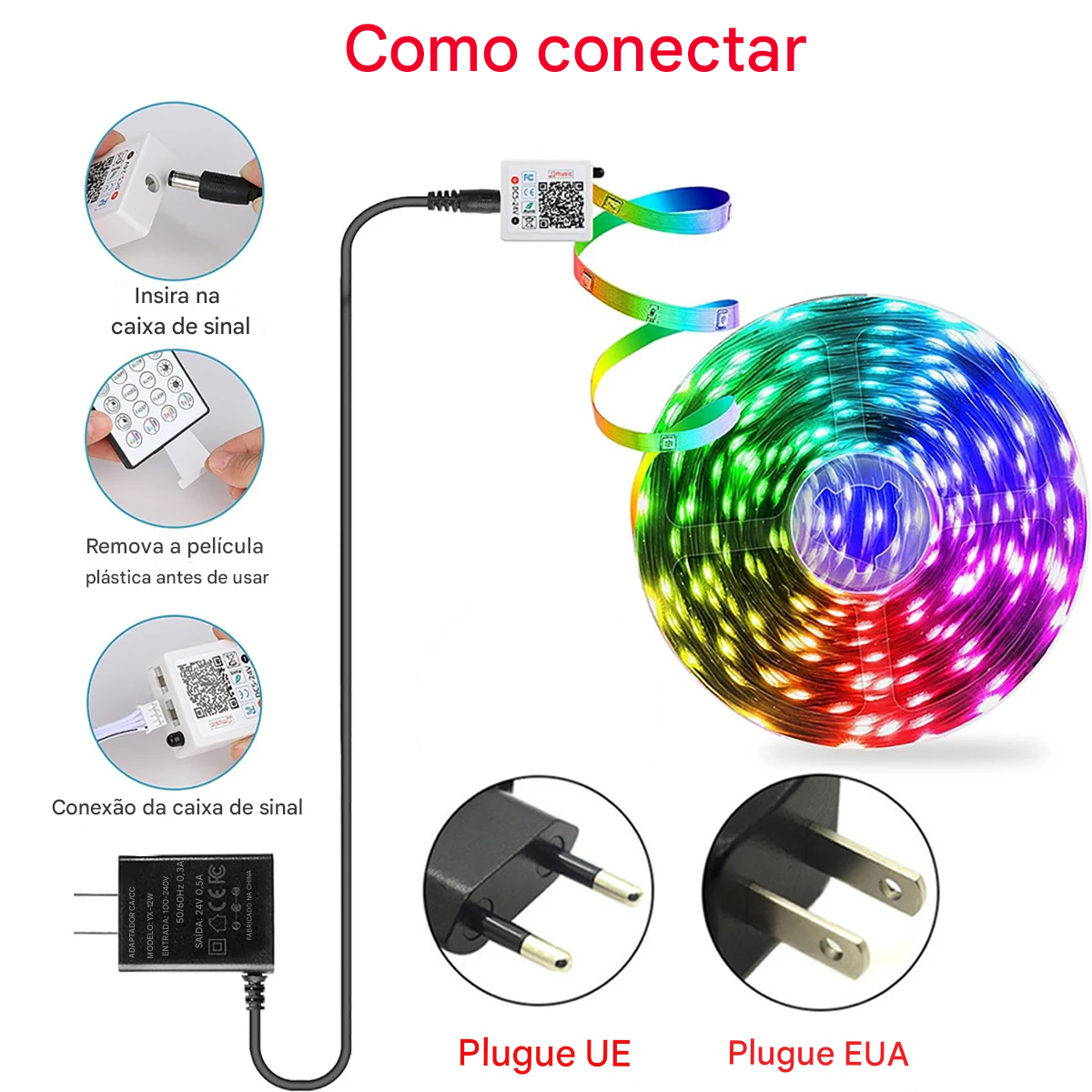 Fita LED RGB com Sincronização de Música para Ambientes Imersivos