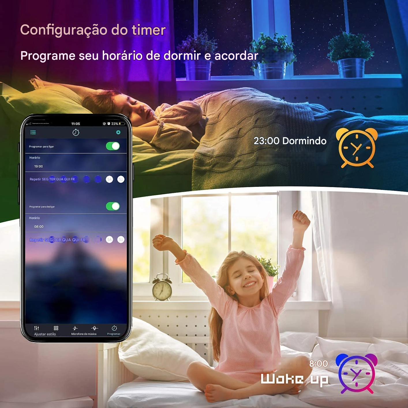 Fita LED RGB com Sincronização de Música para Ambientes Imersivos