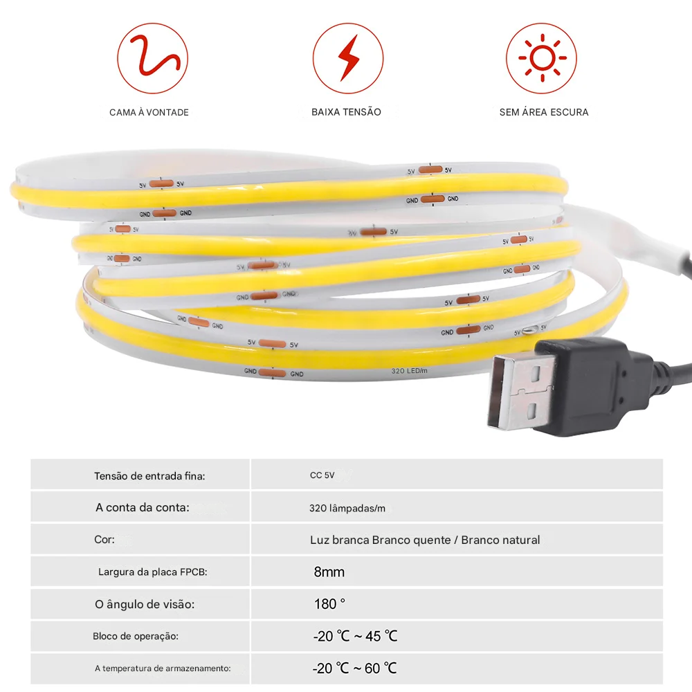 Fita LED com 320 LEDs/m Interligados e Resistentes