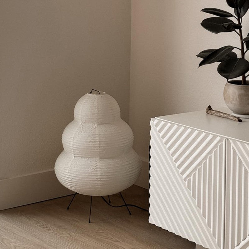 Luminária de Mesa LED Estilo Japonês com Papel de Arroz e 3 Níveis de Iluminação