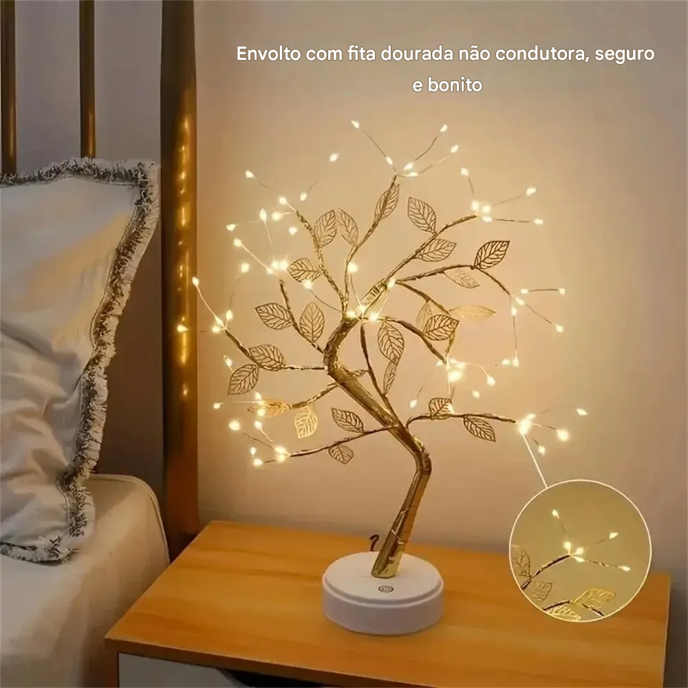 Luminária de Mesa LED em Formato de Folha com Luzes de Fadas USB para Decora