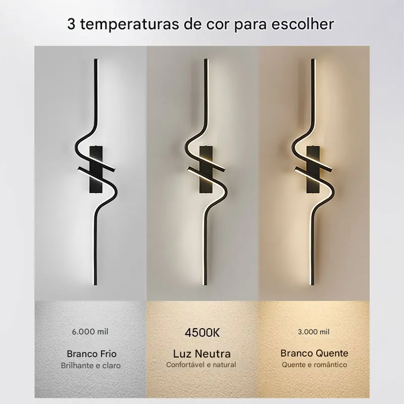 Arandela de Parede LED Moderna com Iluminação Direcionada para Cima e Baixo