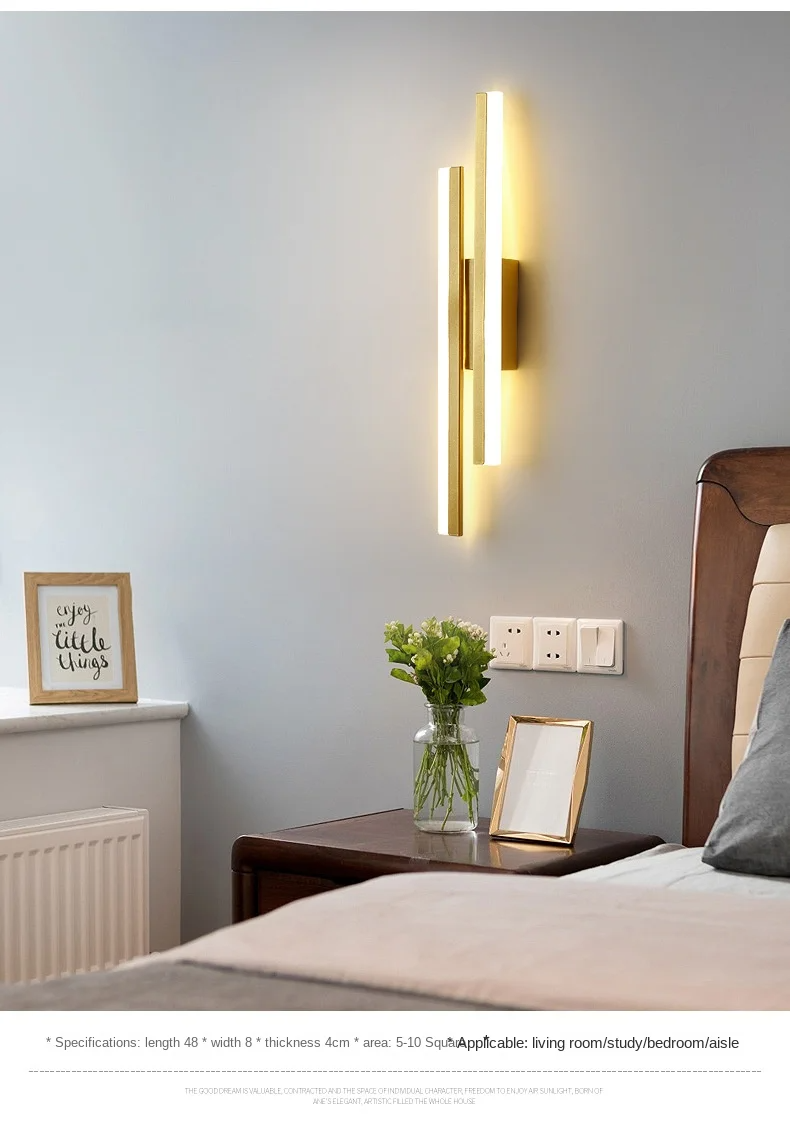 Arandela de Parede LED Moderna com Cobre e Cúpula de Acrílico