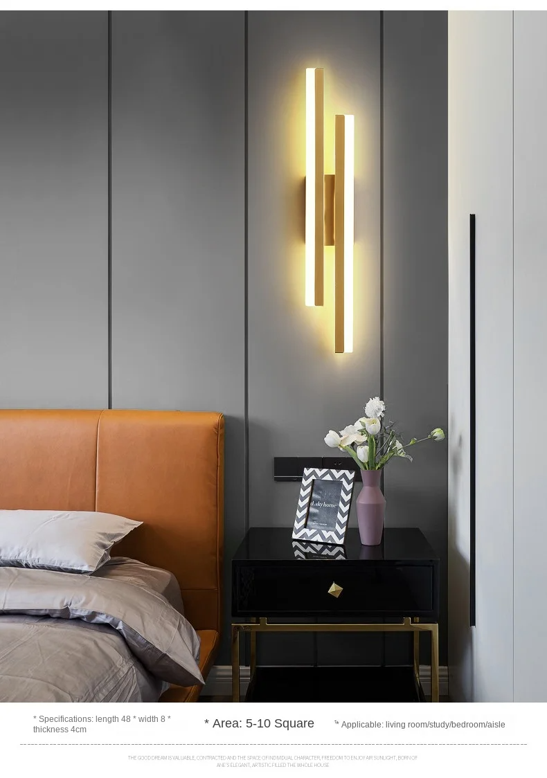 Arandela de Parede LED Moderna com Cobre e Cúpula de Acrílico