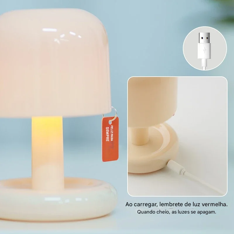 Luminária de Mesa LED Estilo Cogumelo para Decoração Moderna
