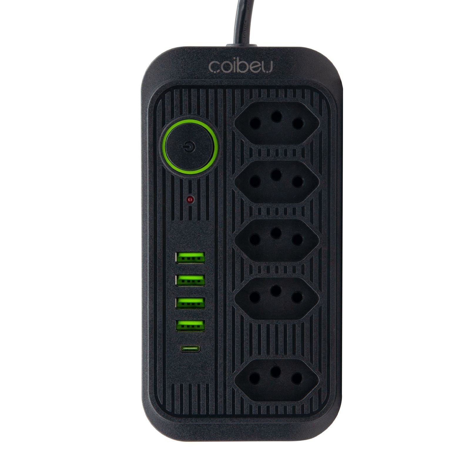Régua de tomadas com extensão, 2 metros, portas USB, compatível com 110-220V, padrão Brasil.