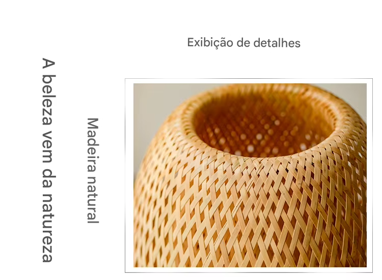 Luminária de Mesa Pequena em Rattan com Dimerização Contínua Estilo Vintage