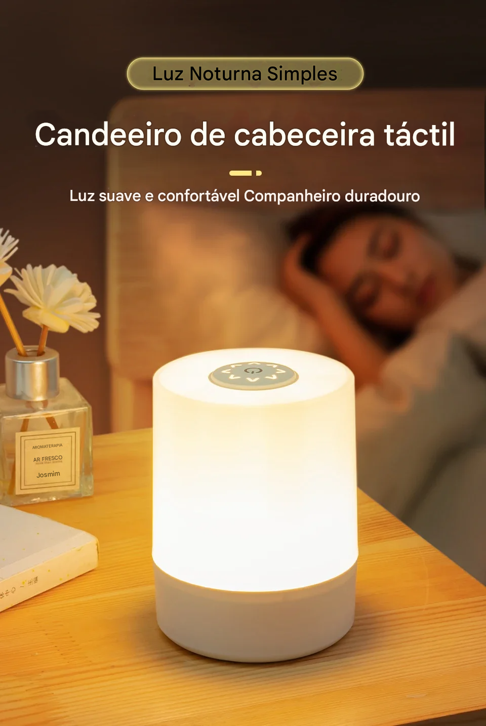 Luminária para Mesa de Cabeceira com Bateria Recarregável