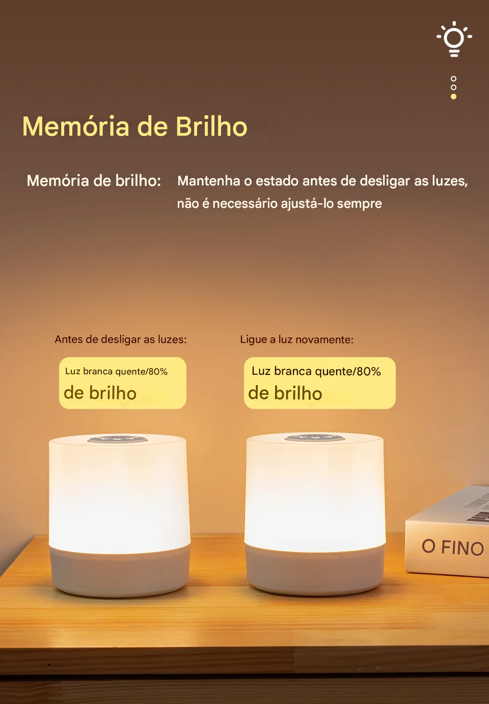 Luminária para Mesa de Cabeceira com Bateria Recarregável