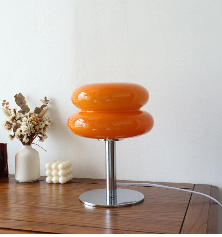 Abajur de Mesa de Vidro Macaron com Ajuste Tri Cromático e Proteção Ocular