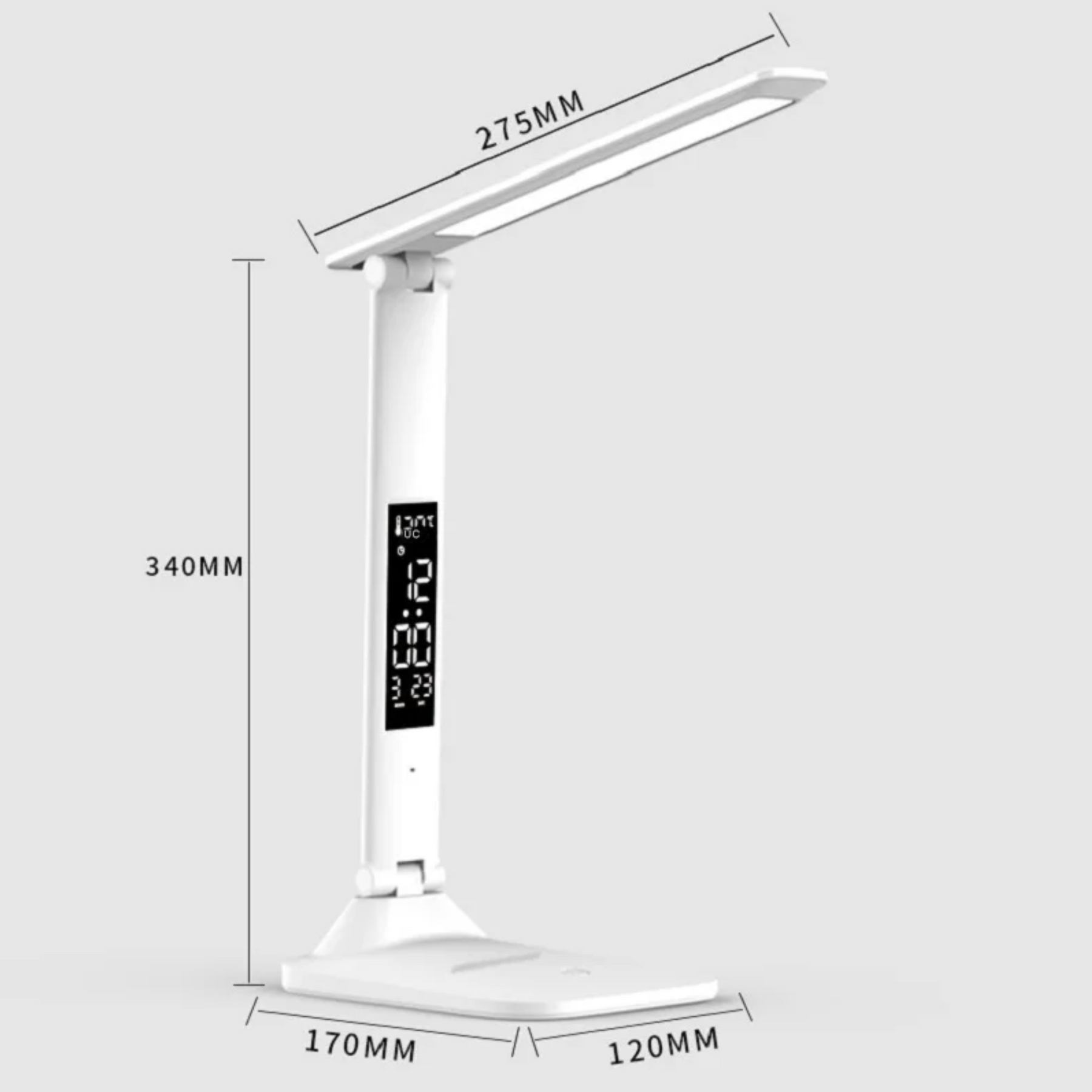 Luminária LED Dobrável Touch USB com Relógio e Termômetro