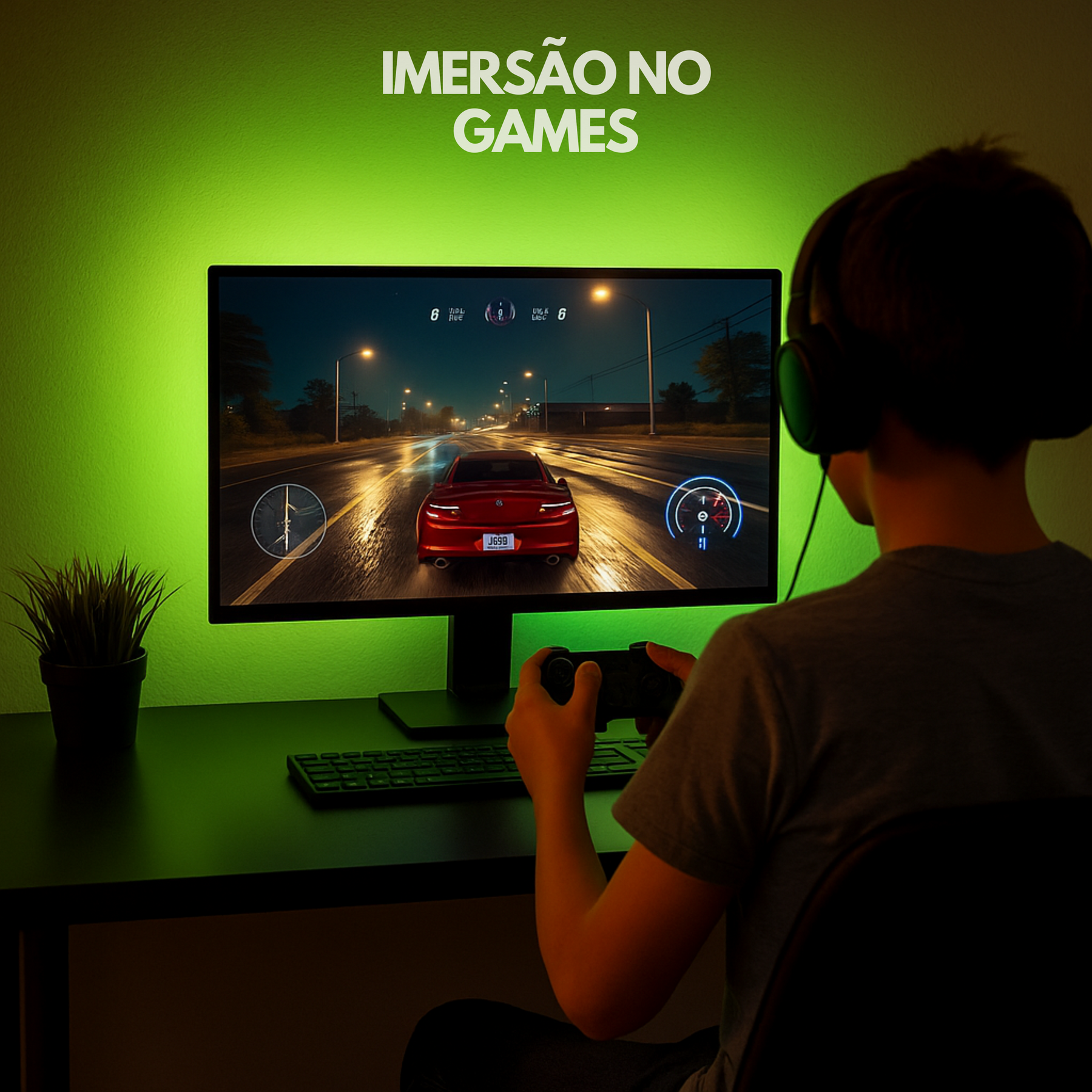 Faixa de Luz LED RGB para Monitor com Sincronização de Cores e Atmosfera Imersiva