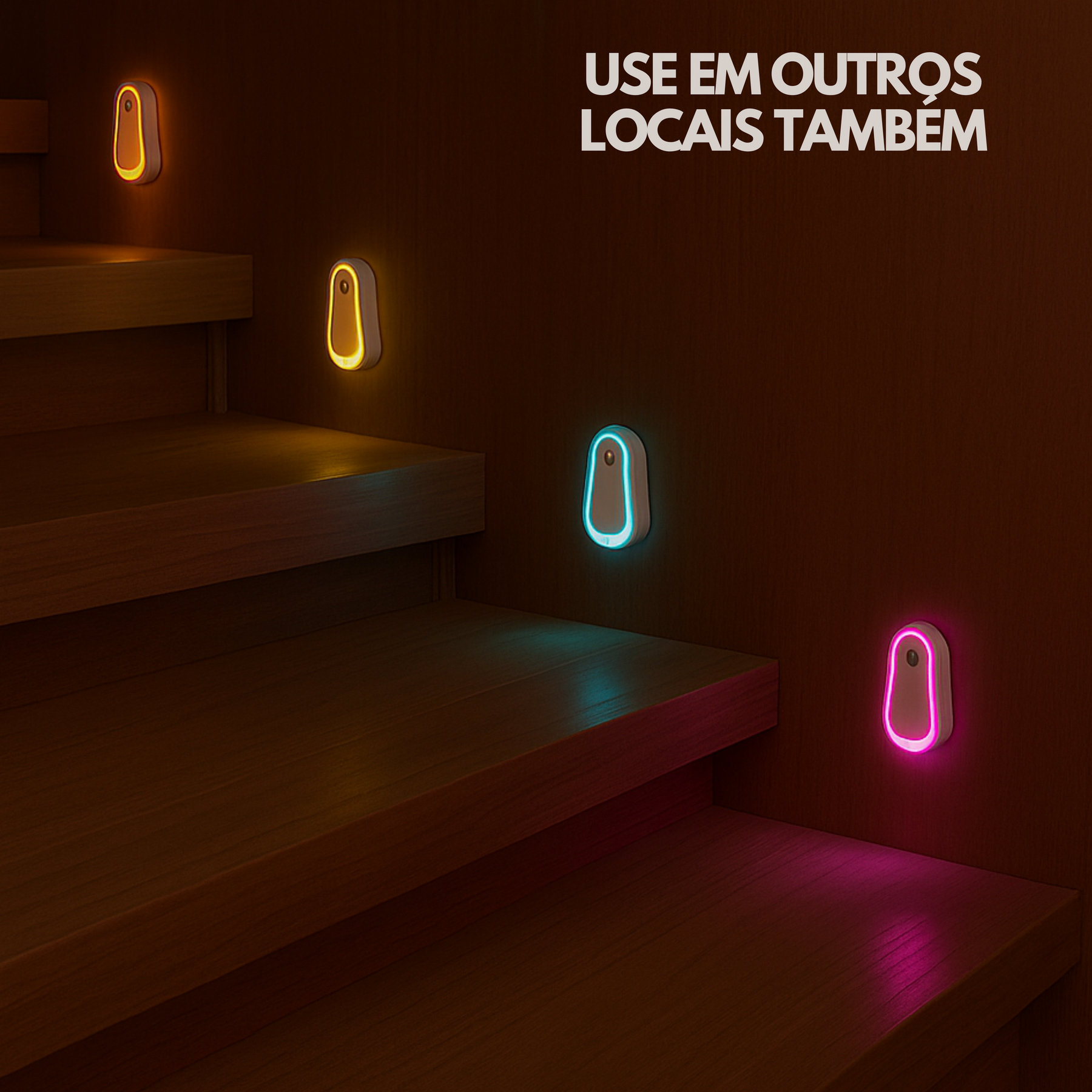 Luz para Banheiro Noturna LED com Sensor de Movimento Recarregável