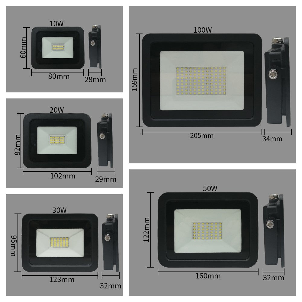 Refletor LED à Prova d’Água IP68 10W a 100W para Áreas Externas