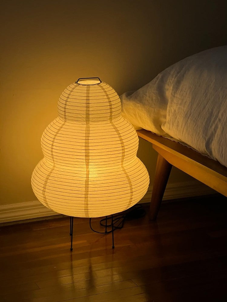 Luminária de Mesa LED Estilo Japonês com Papel de Arroz e 3 Níveis de Iluminação