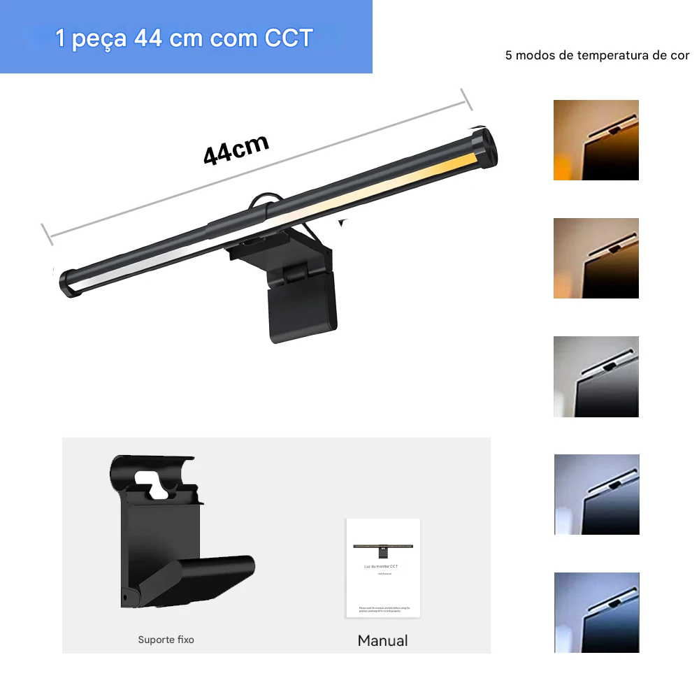 Lâmpada de Mesa LED Wiscolor Barra de Luz para Monitor com Proteção Ocular