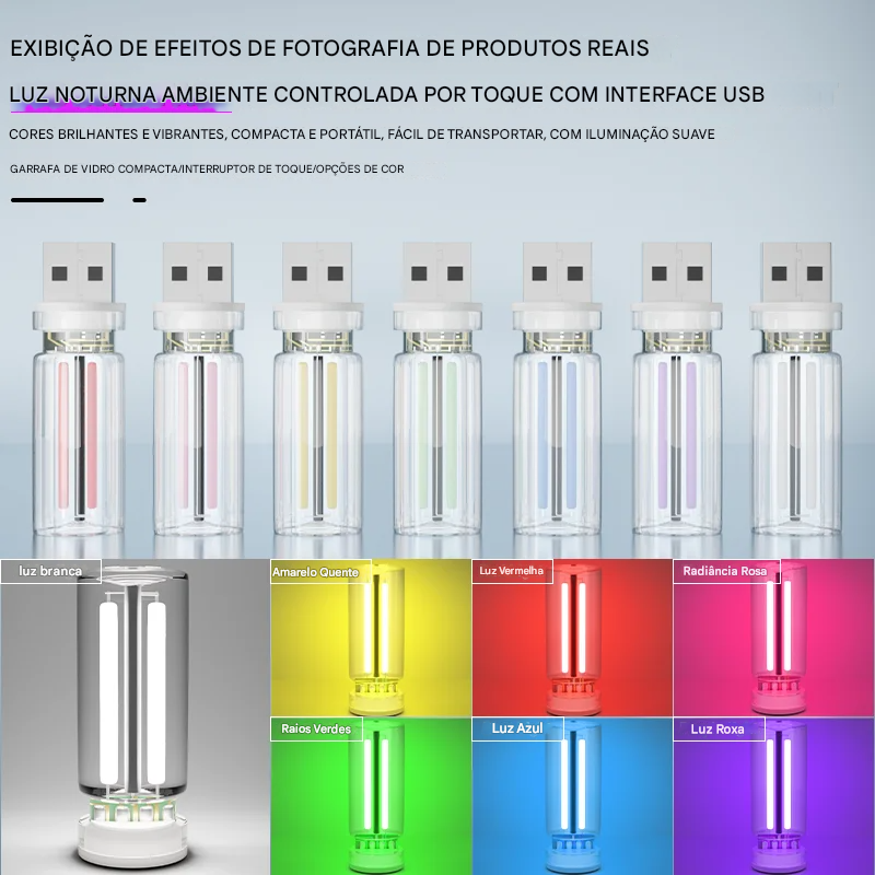 Luz de Ambiente USB com Toque e Dimerização LED Filamento Plug and Play