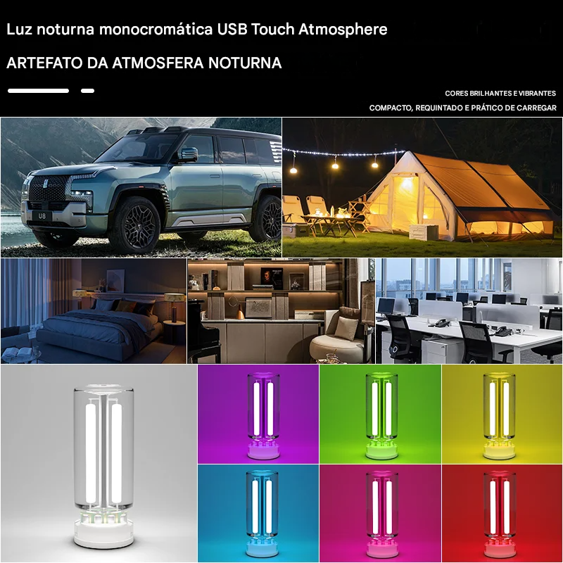 Luz de Ambiente USB com Toque e Dimerização LED Filamento Plug and Play