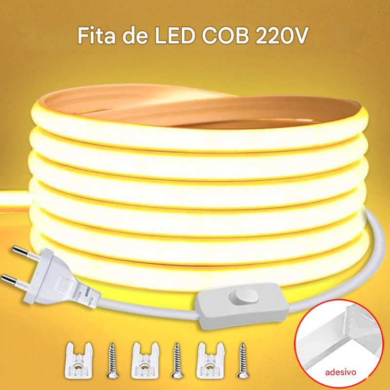 Fita LED Isolada 220V com Interruptor Liga/Desliga à Prova d’Água