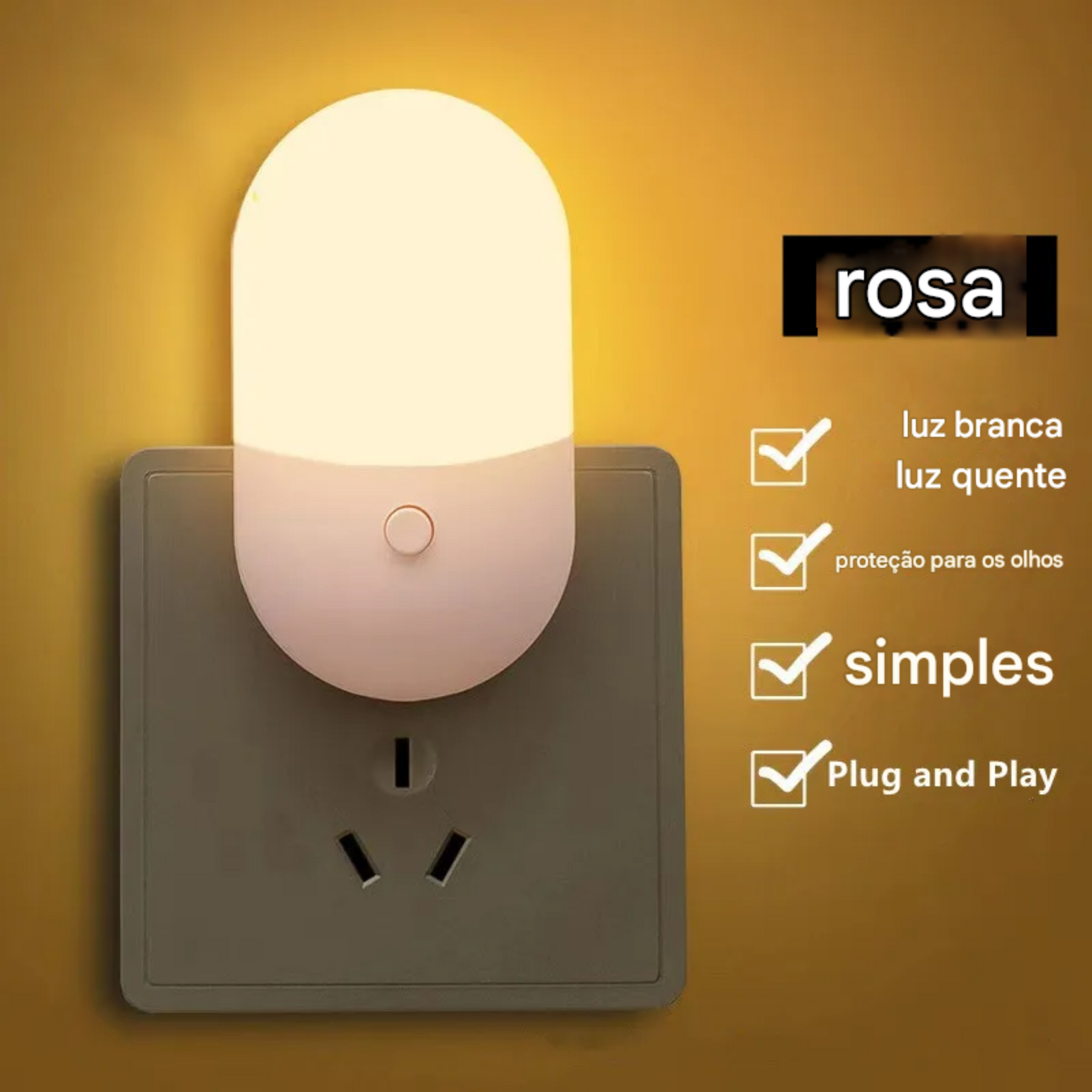 Luz Noturna LED de Tomada Para Ambientes Confortáveis