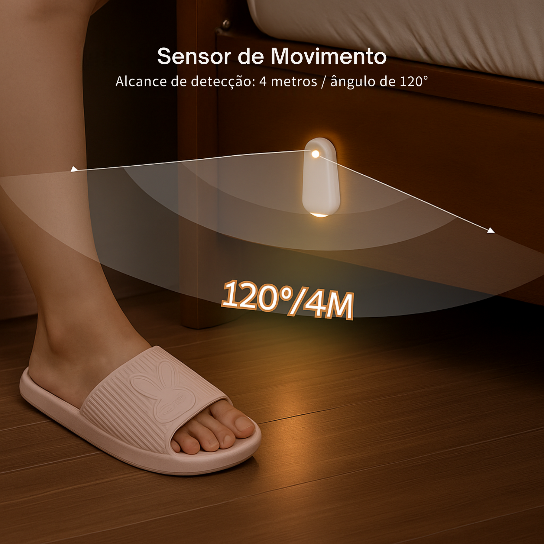 Luz para Banheiro Noturna LED com Sensor de Movimento Recarregável