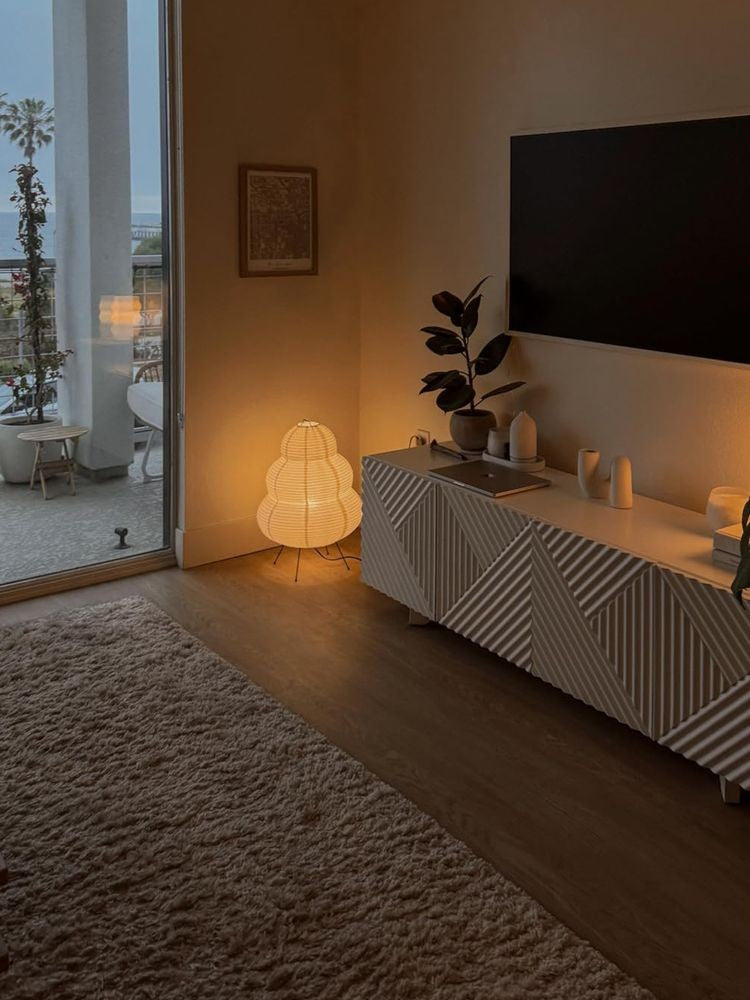 Luminária de Mesa LED Estilo Japonês com Papel de Arroz e 3 Níveis de Iluminação