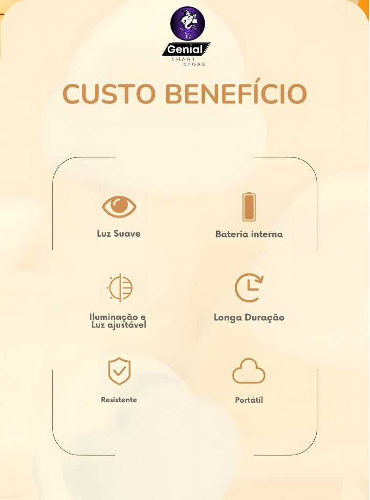 Luminária Mini Nuvem 4 Tons de Luz com Bateria Recarregável de 50hrs