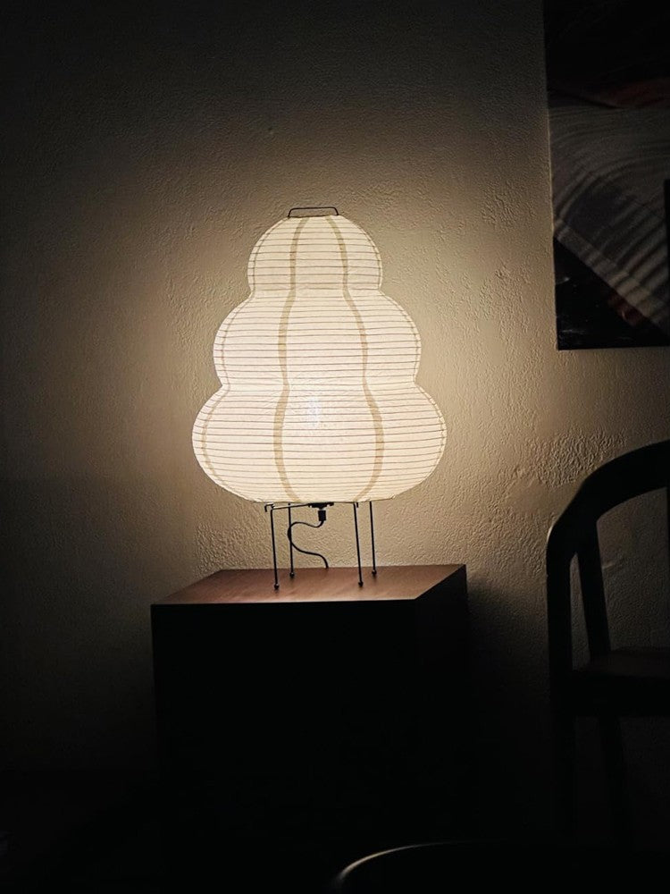 Luminária de Mesa LED Estilo Japonês com Papel de Arroz e 3 Níveis de Iluminação