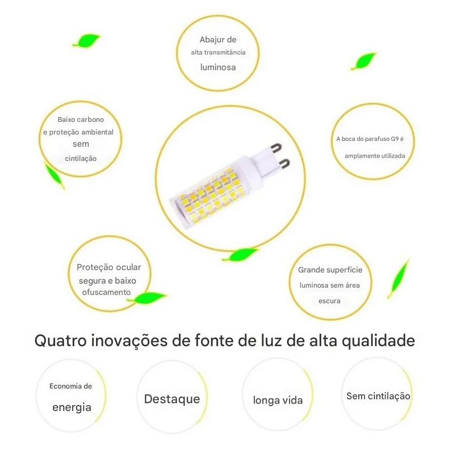 Lâmpada LED G9 Super Brilhante 3W 5W 7W Cerâmica AC220V Luz Quente ou Fria