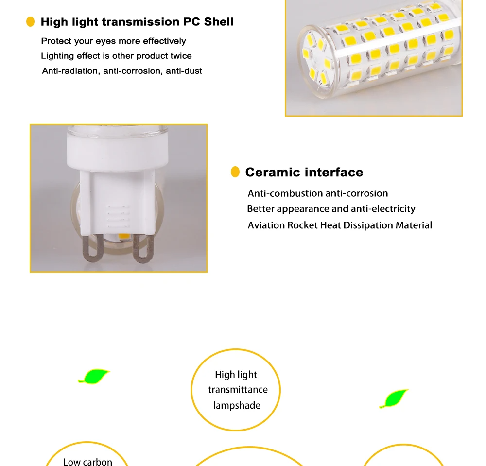 Lâmpada LED G9 Super Brilhante 3W 5W 7W Cerâmica AC220V Luz Quente ou Fria
