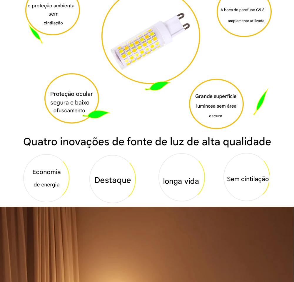 Lâmpada LED G9 Super Brilhante 3W 5W 7W Cerâmica AC220V Luz Quente ou Fria