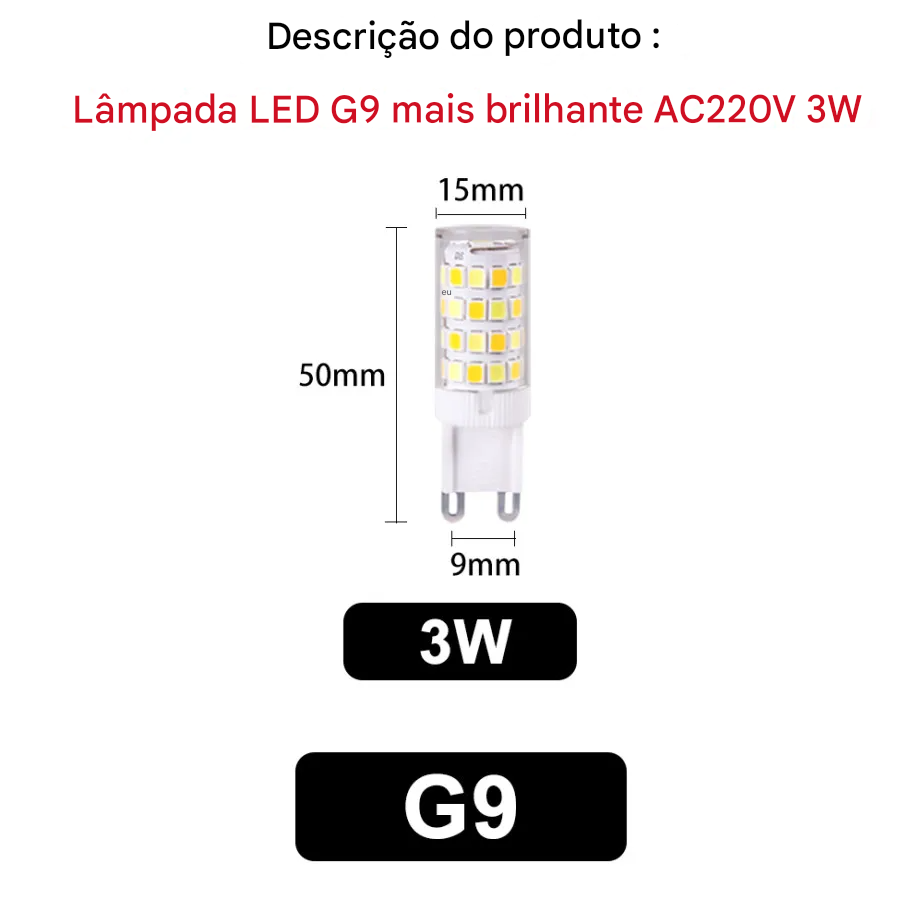 Lâmpada LED G9 Super Brilhante 3W 5W 7W Cerâmica AC220V Luz Quente ou Fria