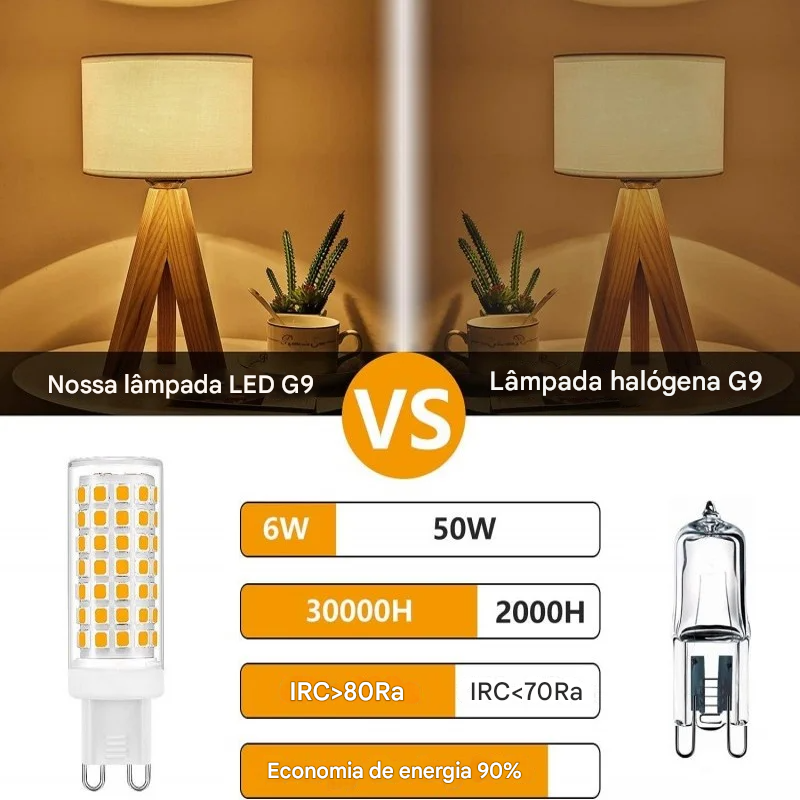 Lâmpada LED G9 9W a 25W Luz Fria Quente ou Natural