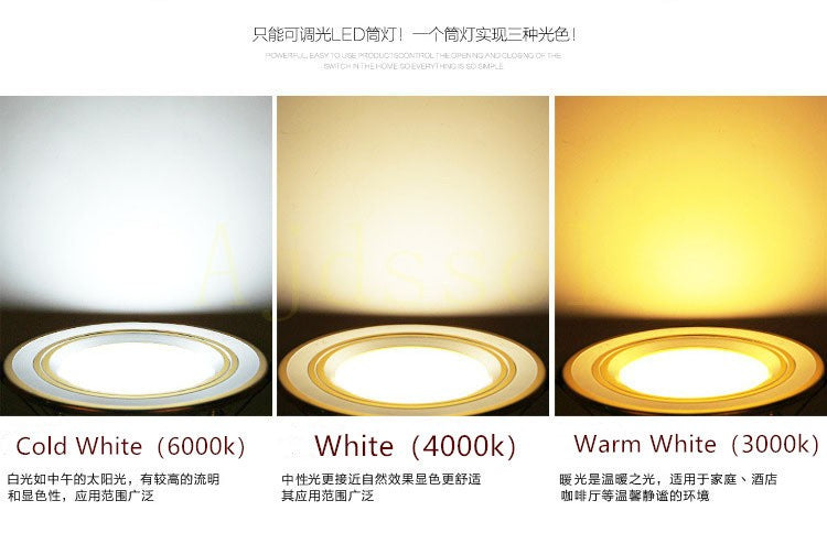 Spot LED Embutido Regulável 5W a 15W Luz AC110V 220V - Branco Frio 6000k