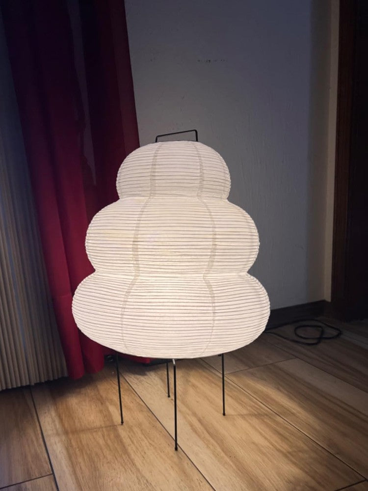 Luminária de Mesa LED Estilo Japonês com Papel de Arroz e 3 Níveis de Iluminação