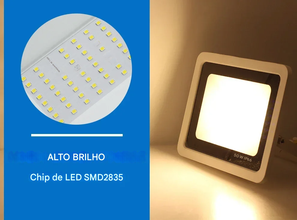 Refletor LED com Sensor de Movimento PIR IP66 à Prova d’Água 10W a 100W