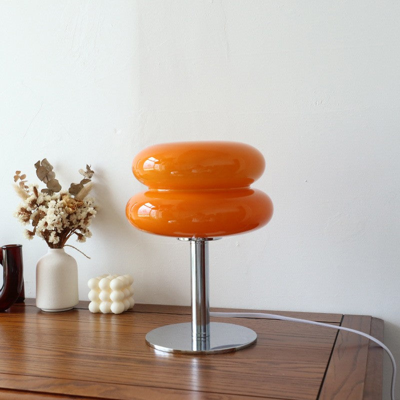 Abajur de Mesa de Vidro Macaron com Ajuste Tri Cromático e Proteção Ocular