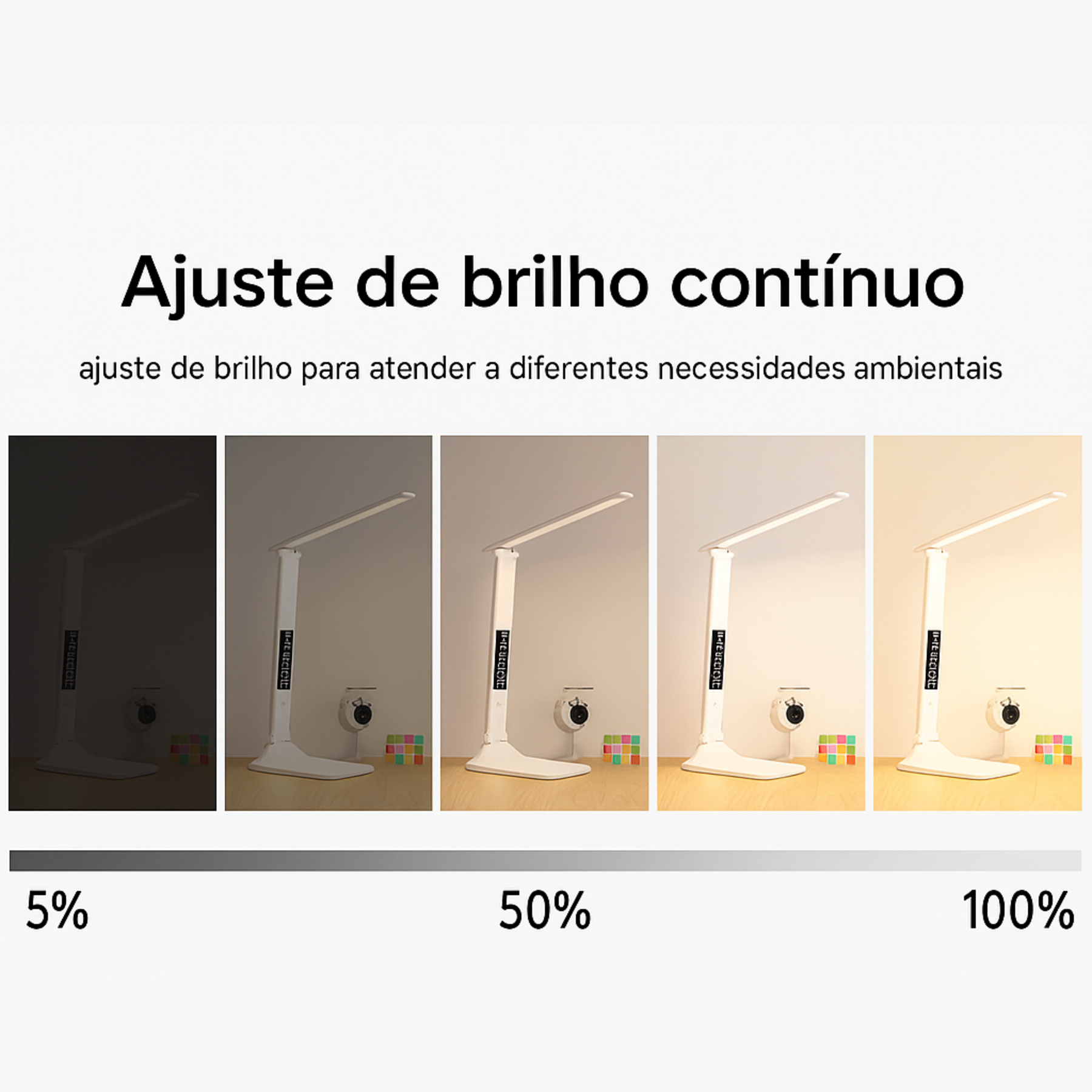 Luminária LED Dobrável Touch USB com Relógio e Termômetro